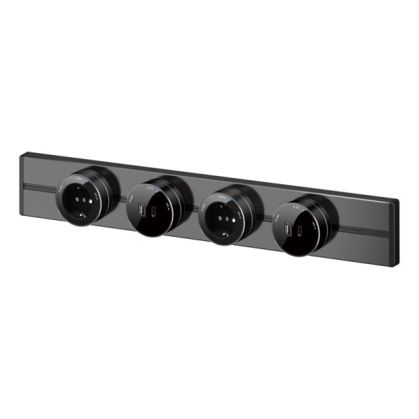 Розетка MultiTrack с 2-мя заряд. устройствами USB тип A+C 18Вт 5В/3А антрацит SE MTK13003B