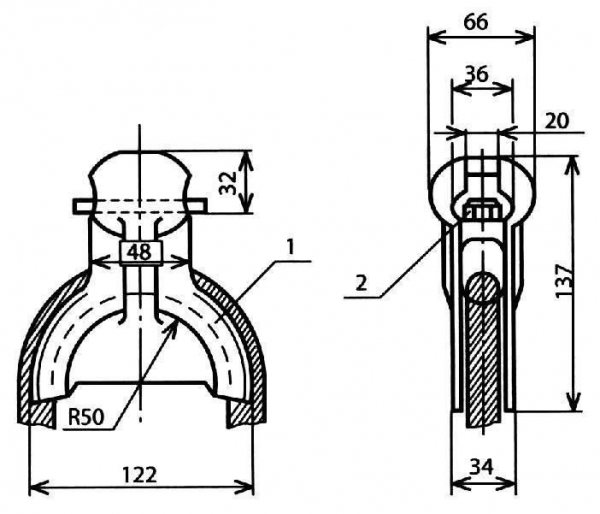 Коуш вилочный под пестик КС-007