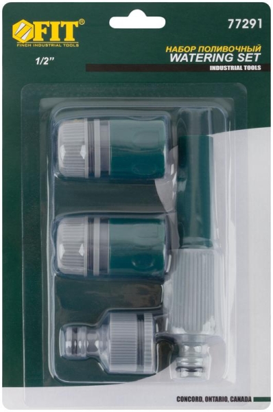 Набор поливочный 4шт 1/2дюйм ( насадка для полива; соединитель; соединитель с автостопом; адаптер внешний ) FIT 77291