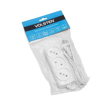 Удлинитель 3х1.5 6А 6А 1300Вт ШВВП2х0.75 модель Р16-010 Si Volsten 13583