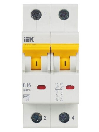 Выключатель автоматический модульный 2п C 16А 6кА ВА47-60M KARAT IEK MVA31-2-016-C