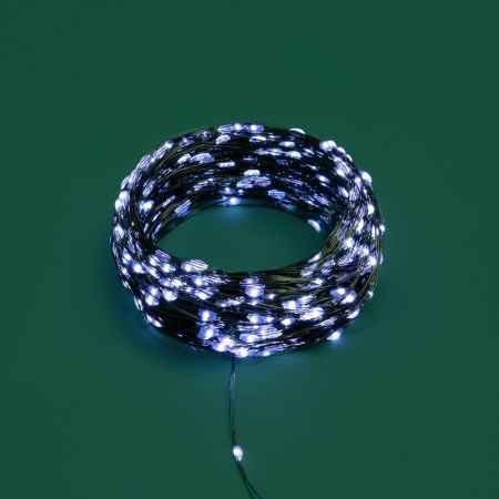 Гирлянда светодиодная "Роса" 50м 500LED бел. IP20 230В с контроллером провод зел. Neon-Night 303-285