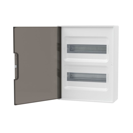 Щиток настенный 24мод. FRAME с тонированной дверцей с шин. PEN 2шт 8 отв. + 2шт 6 отв. бел. DKC F24W1WD