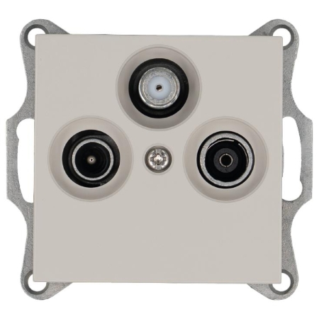 Розетка телевизионная проходная TV + FM + SAT 3-м Ф9.5мм механизм тауп Jasmart G6207T