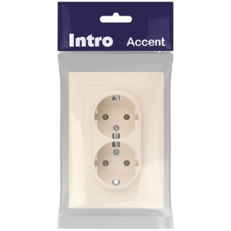 Розетка 2-м СП Accent 6-205-02 16А IP20 250В 2P+E Schuko AL/CU сл. кость Intro Б0063489