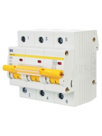 Выключатель автоматический модульный 3п D 25А 10кА ВА47-100 KARAT IEK MVA40-3-025-D