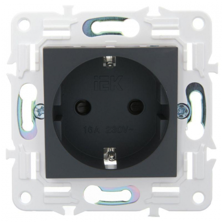 Розетка SKANDY 16А с заземл. защ. шторки безвинт. крепл. SK-R06G графит IEK SK-R14-16-1-K53