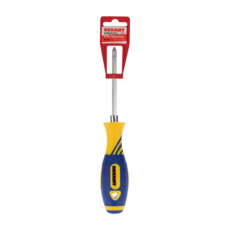 Отвертка комбинированная двухсторонний стержень 120мм(крестовая PH2 шлицевая SL 6мм) двухкомпонентн. рукоятка Rexant 12-4741