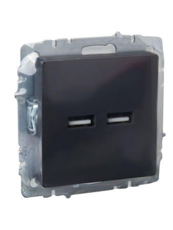 Розетка BRITE USB A+A 3.1А РЮ10-1-БрГ механизм графит IEK BR-U21-D31-K53