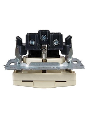 Розетка BRITE РСбш10-3-БрКр 16А IP20 с заземл. защ. шторки с крышкой механизм беж. IEK BR-R16-16-K10