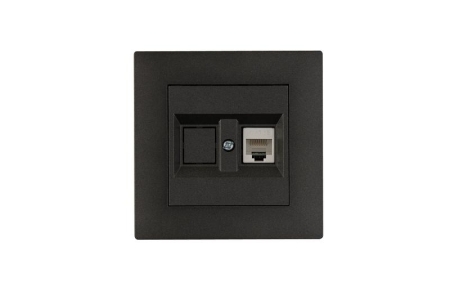 Розетка компьютерная CAT 5+гнездо Karea RIZZ STAR дым. металлик Makel 88050035