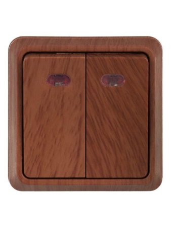 Выключатель 2-кл. ОП Октава 10А IP20 ВС20-2-1-ОД с индикацией дуб GENERICA EVO21-K04-10-DC