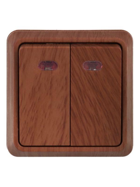 Выключатель 2-кл. ОП Октава 10А IP20 ВС20-2-1-ОД с индикацией дуб GENERICA EVO21-K04-10-DC