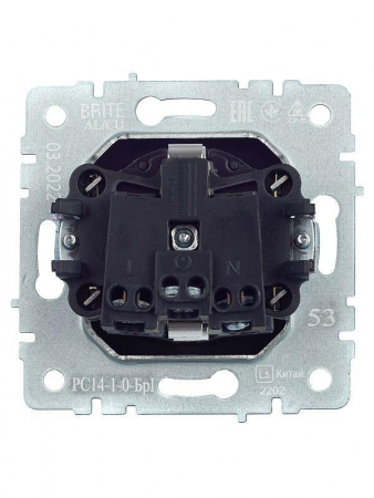 Розетка 1-м СП BRITE РС14-1-0-БрГ 16А с заземл. защ. шторки механизм графит IEK BR-R14-16-K53