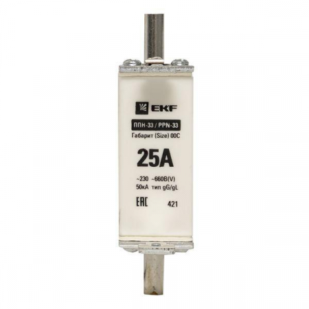Вставка плавкая ППН-33 100/25А габарит 00C PROxima EKF fus-33/100/25