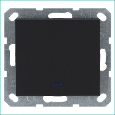 Выключатель 1-кл. 10А IP20 с подсветкой механизм черн. матовый soft touch Jasmart G3011NPB