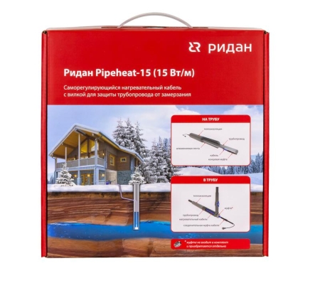 Кабель нагревательный саморег. Pipeheat-15 30Вт 2м с вилкой Ридан 21RT0800R