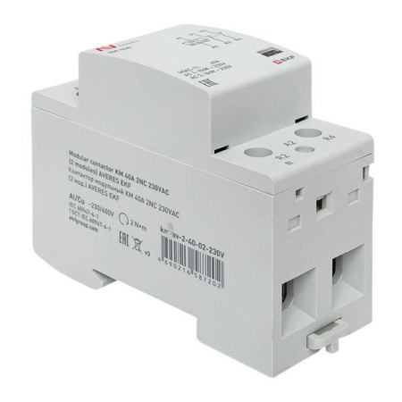 Контактор модульный КМ 40А 2NC 230В AC (2 мод.) AVERES EKF km-av-2-40-02-230V