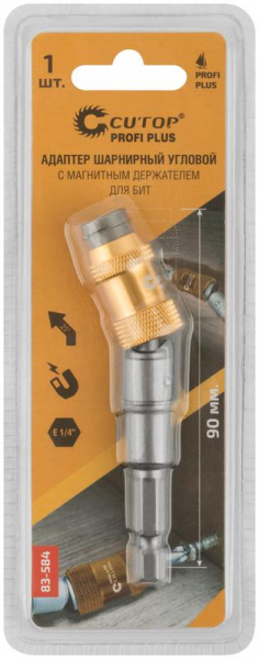 Адаптер шарнирный угловой с магнитным держателем для бит Profi Plus 90мм до 25град. Cutop 83-584