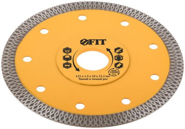 Диск отрезной алмазный универсальный Профи (сухая и влажная резка) 125х1.3х10х22.2мм FIT 37432
