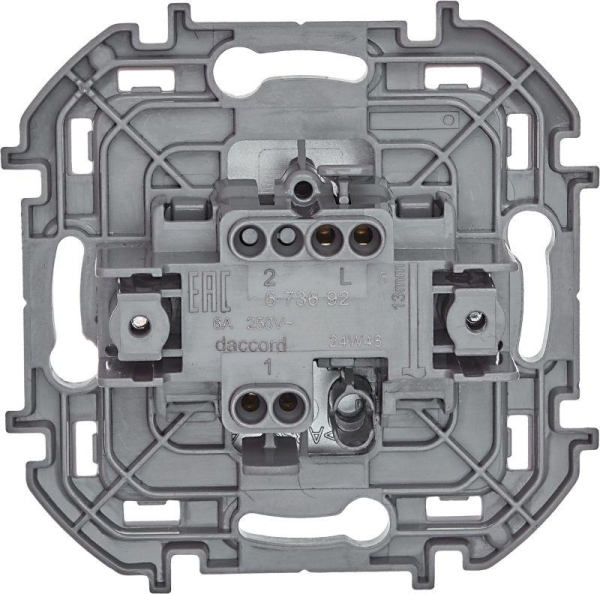 Выключатель кнопочный Inspiria 6А 250В без фиксации НО/НЗ механизм алюм. IEK 673692