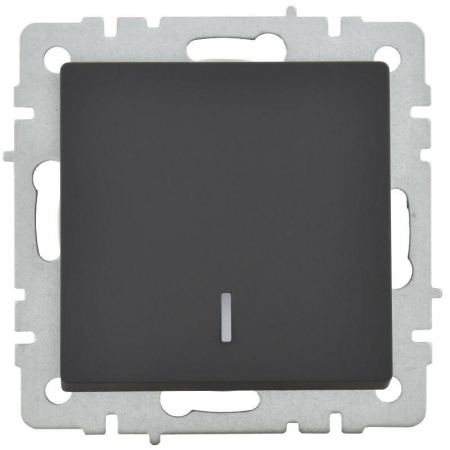 Выключатель 1-кл. СП BRITE ВС10-1-1-БрГ 10А с индик. механизм графит IEK BR-V10-1-10-K53