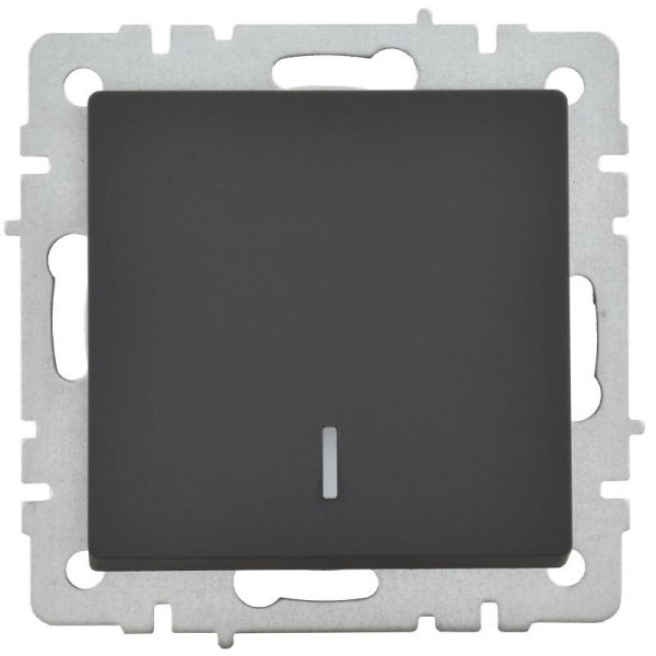 Выключатель 1-кл. СП BRITE ВС10-1-1-БрГ 10А с индик. механизм графит IEK BR-V10-1-10-K53