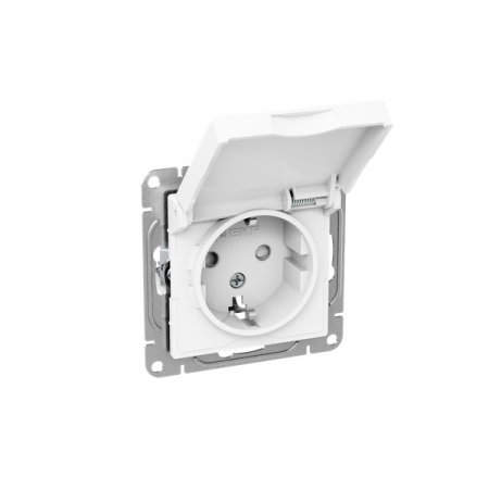 Розетка СП Эпика 16А IP44 с заземл. защ. шторки с крышкой механизм бел. EKF UP1-SOW-111-44