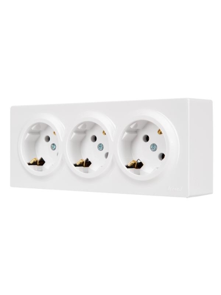 Розетка 3-м ОП LETO с заземл. закрытый корпус ПБТ бел. LEZARD 752-0200-127BUP