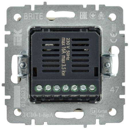 Термостат электронный с индик. BRITE СП IP20 ТС10-1-БрА механизм алюм. IEK BR-RT11-K47