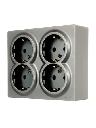 Розетка 4-мест. с заземл. LETO закрытый корпус ПБТ платина LEZARD 752-3500-127BDP