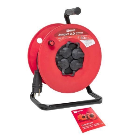 Удлинитель на катушке 4х30м с заземл. 16А IP44 Атлант 2.0 3.5кВт КГ 3х1.5 PROxima EKF UKA02-16-315R-4-30-IP44