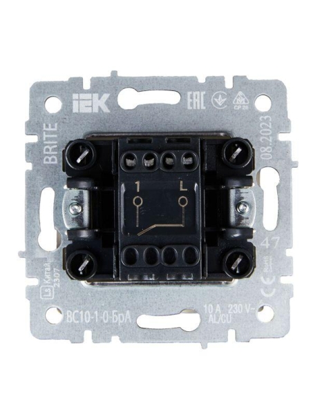 Выключатель 1-кл. СП BRITE ВС10-1-0-БрА 10А механизм алюм. IEK BR-V10-0-10-K47
