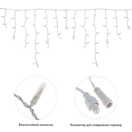 Гирлянда светодиодная "Айсикл" (бахрома) 4.8х0.6м 176LED RGB 19Вт 230В IP65 провод прозр. Neon-Night 245-209