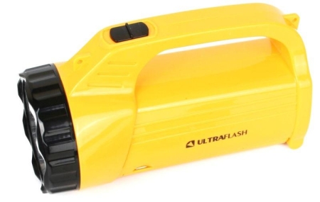 Фонарь аккумуляторный LED3819CSM 9LED + 12SMD 2 режима аккум. SLA 220В желт. Ultraflash 12860