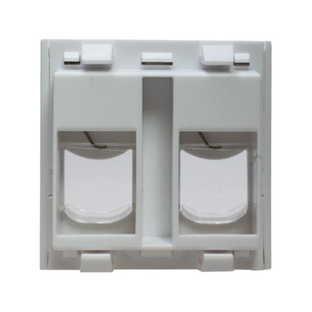 Панель лицевая 2 порта 45х45 Keystone шторки откидное маркировочное окно SUPRLAN 10-0302