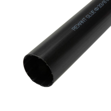 Трубка термоусадочная среднестен. клеевая 33/8 (3-4:1) 1м черн. (уп.4шт) Rexant 26-0033