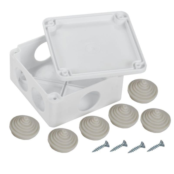 Коробка распаячная ОП КМ 100х100х45 IP44 6 вводов бел. IEK UKO11-100-100-045-K01-44