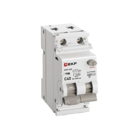 Выключатель автоматический дифференциального тока 2п (1P+N) C 40А 300мА тип AC 6кА АВДТ-63N (электрон.) PROxima EKF D63N26E40C300
