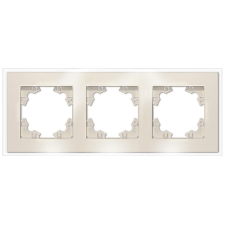 Рамка 3-м Афина стеклянная сл. кость (ivory) UNIVersal 2274