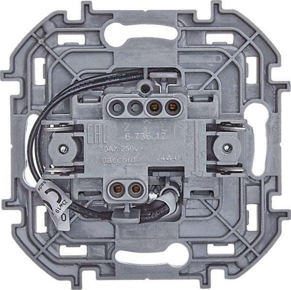 Выключатель 1-кл. Inspiria 10А IP20 250В 10AX с подсветкой/индикацией механизм алюм. IEK 673612