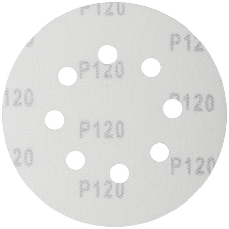 Круг шлифовальный с отверстиями (липучка) алюм./оксид 125мм Р 120 (уп.5шт) FIT 39666