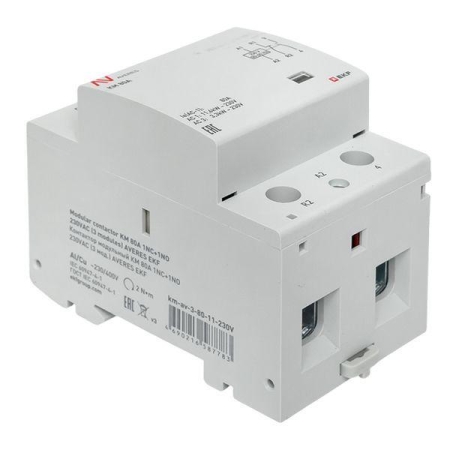 Контактор модульный КМ 80А 1NC+1NO 230В AC (3 мод.) AVERES EKF km-av-3-80-11-230V