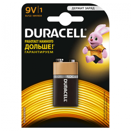 Элемент питания алкалиновый "крона" 6LR61/MN 1604/ВР-1 (блист.1шт) Duracell 00000754