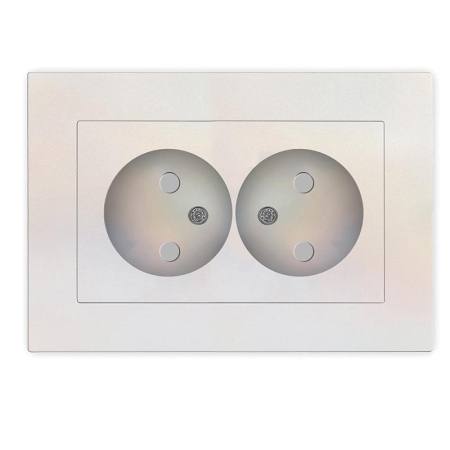 Розетка 2-м СП Афина 16А IP20 без заземл. защ. шторки в сборе жемчуж. Universal A0048-OBr