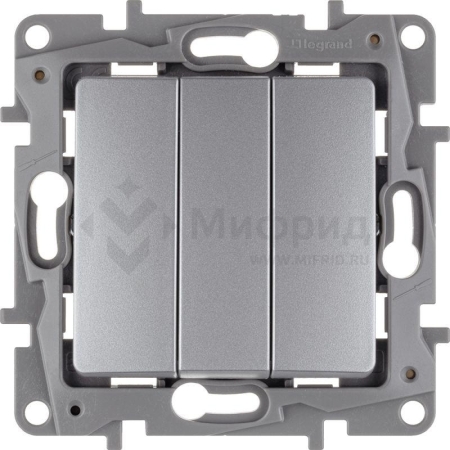 Выключатель 3-кл. СП Etika Plus 10А IP20 250В 10AX винтов. зажимы механизм алюм. Leg 672413