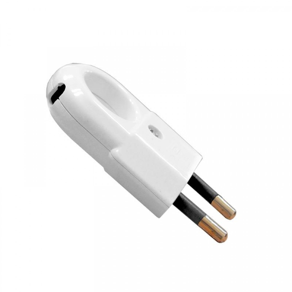 Вилка электрическая 6А 250В плоская с ушком без. заземл. бел. (еврослот) UNIVersal А103