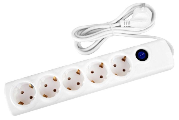 Сетевой фильтр 5х1.5 10А 2200 Вт ПВС 3х0.75 модель РВС16-005 Spi Volsten 14714