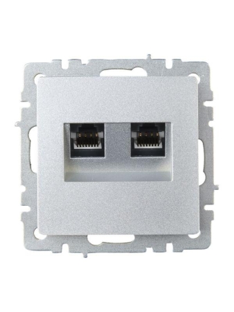 Розетка компьютерная двойн. СП RJ45 кат.6 BRITE РК11-2-БрА механизм алюм. IEK BR-K20-2-K47