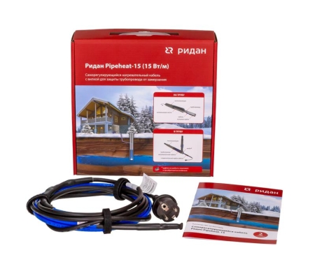 Кабель нагревательный саморег. Pipeheat-15 30Вт 2м с вилкой Ридан 21RT0800R